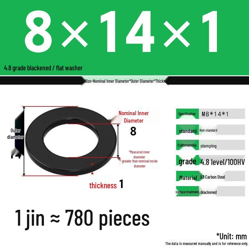 Blackened Enlarged Thickened Metal Washer - M3-M42