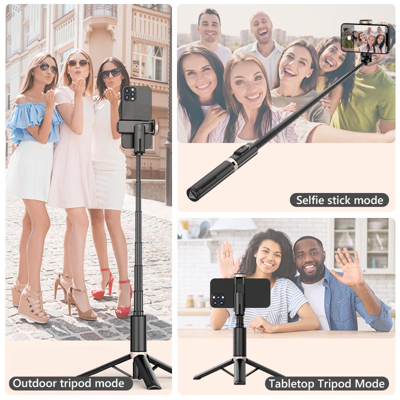 Bluetooth Wireless Handheld Selfie Stick Tripod Extendable Monopod with Remote for Huawei iPhone 13 Pro Max Xiaomi Phone Live 7