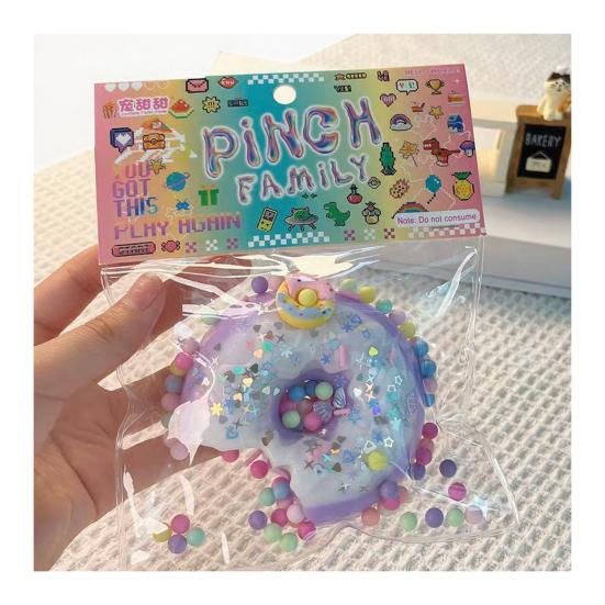 Simulation Doughnut Squeeze Toy Stress Relief Sequin Donut Pinch Sensory Toy Simulated Dessert Fidget Toy Students Office Workers Gift