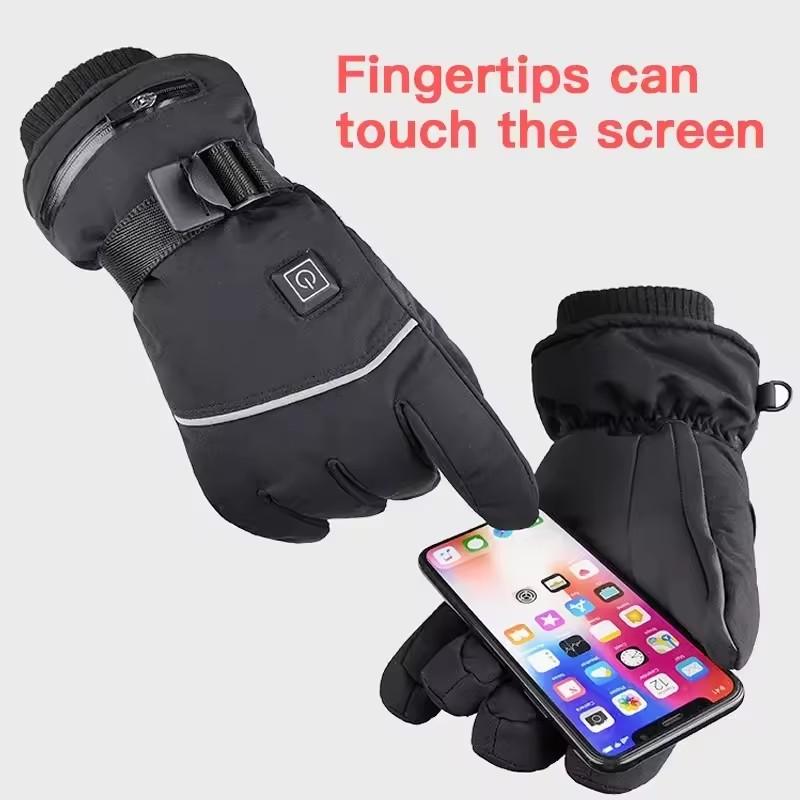 Heated Motorcycle Gloves Winter Warm Snowmobile Skiing Gloves Waterproof Touch Screen Rechargeable Heating Thermal Moto Guantes