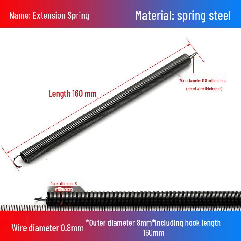 0.8mm Yellow Extension Spring with Hooks - Stapler Rebound Force 