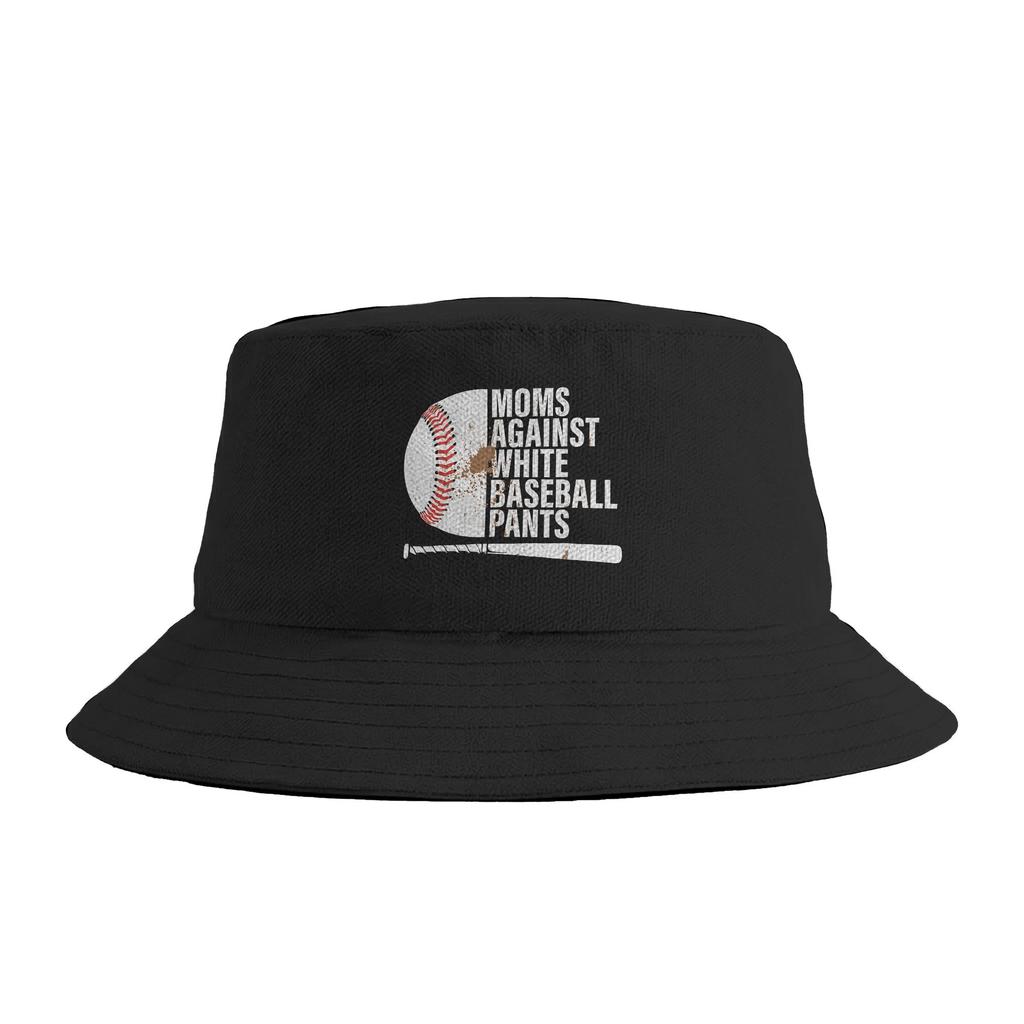 Moms Against White Baseball Pants Funny Baseball Mom Vintage Bucket Hat Summer Retro FisherUnisex Hats Portable Fishing Caps