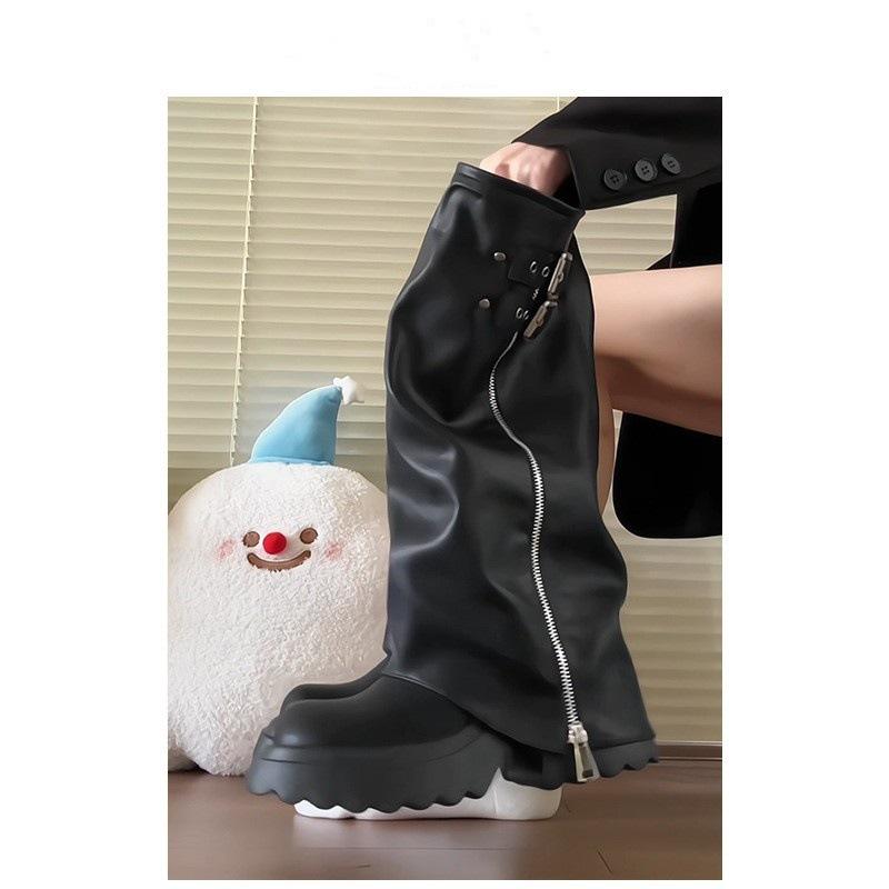 Big head pant boots stacking boots women's thick-soled heightening western boots but knee boots tall knight boots