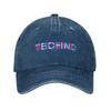 Techno Music Optical Illusion EDM Rave Baseball Caps Fashion Distressed Washed Trippy Glitch Snapback Unisex Women Outdoor Soft Hat