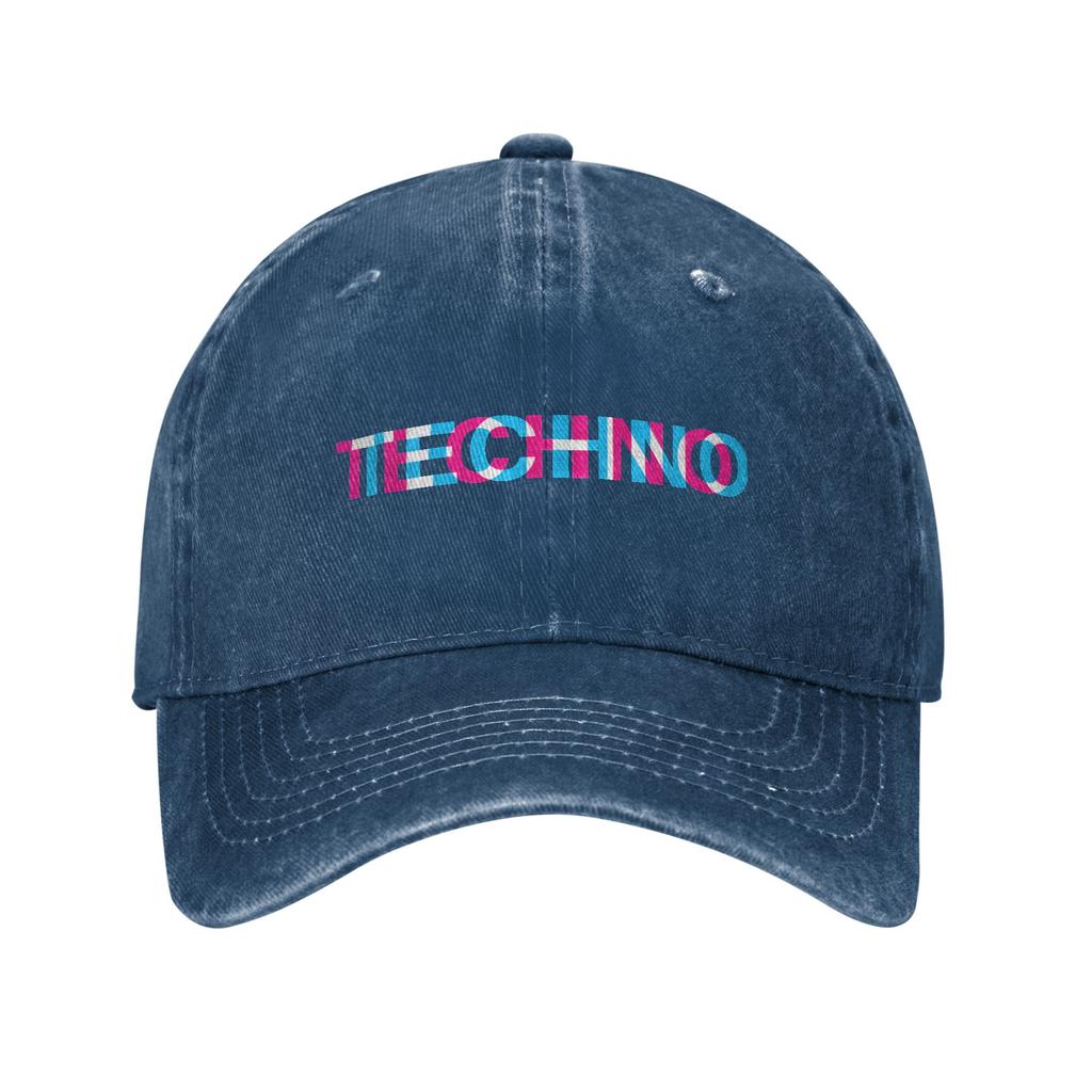 Techno Music Optical Illusion EDM Rave Baseball Caps Fashion Distressed Washed Trippy Glitch Snapback Unisex Women Outdoor Soft Hat
