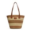 Lightweight Stripe Woven Tote Bag Polyester Summer Beach Handbag Shopping Straw Bag  School