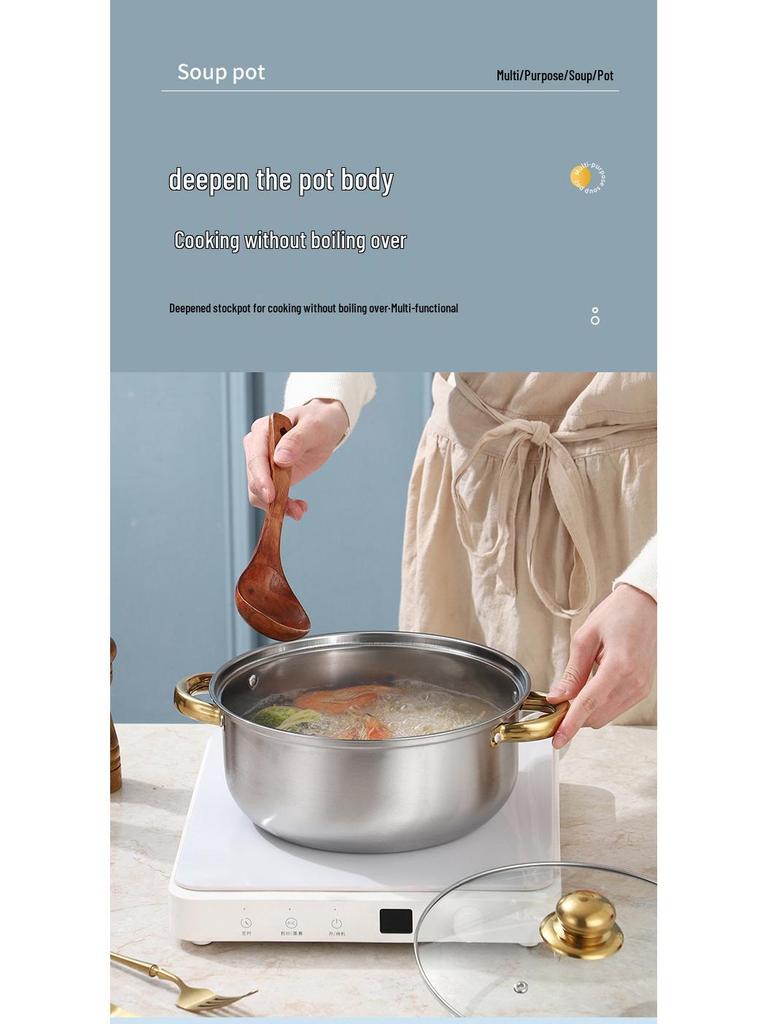 Gold Stainless Steel 10-Piece Cookware Set: Multi-Purpose Stockpot & Saucepan Gift Set