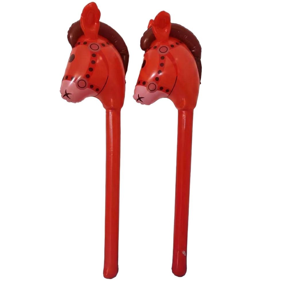 Giocattolo gonfiabile a forma di testa di cavallo in PVC con bastone per bambini, durevole, leggero, materiale morbido, sicuro per giocare all'interno e all'esterno, adatto per l'intrattenimento dei bambini