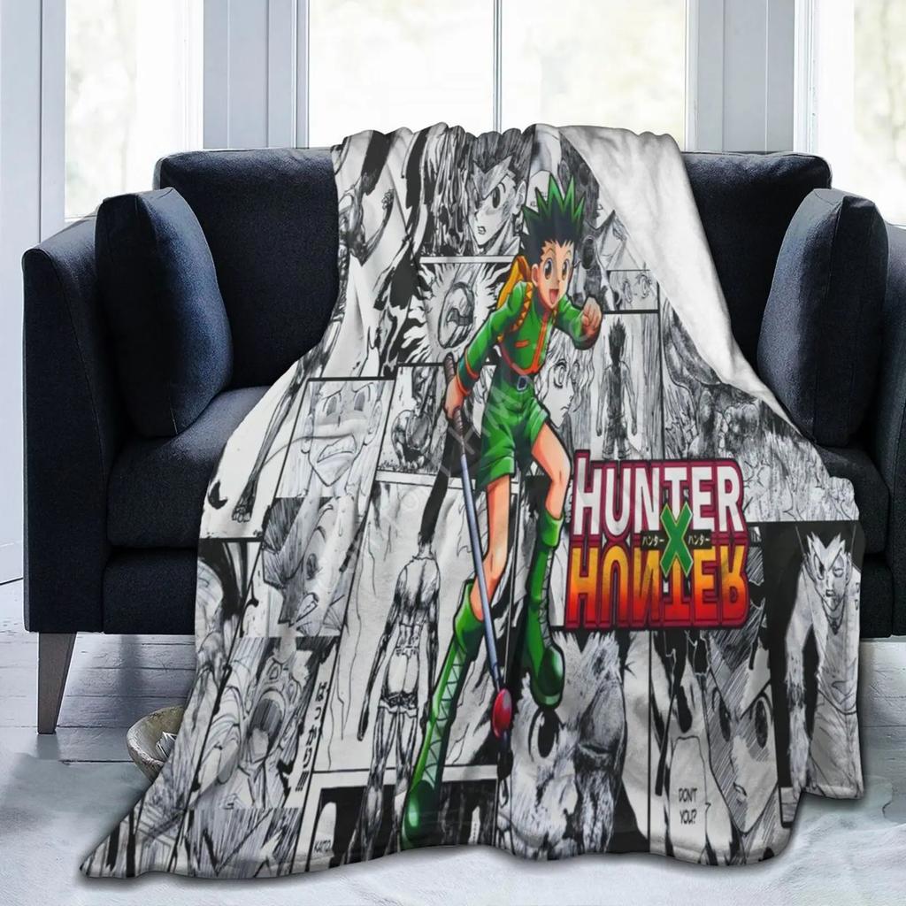 Hunter X Hunter 3D Print Fluffy Blanket Classic Japanese Anime Custom Blanket Soft Warm Lightweight Teens Kids Throw Blanket