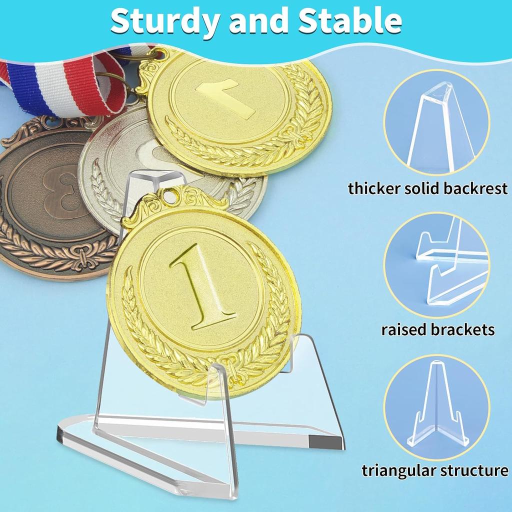 Card Display Stand, 20 Pack Small Easel Stand, Acrylic Picture Holder Stands, for Challenge Coin Graded Card Sports Card Trading