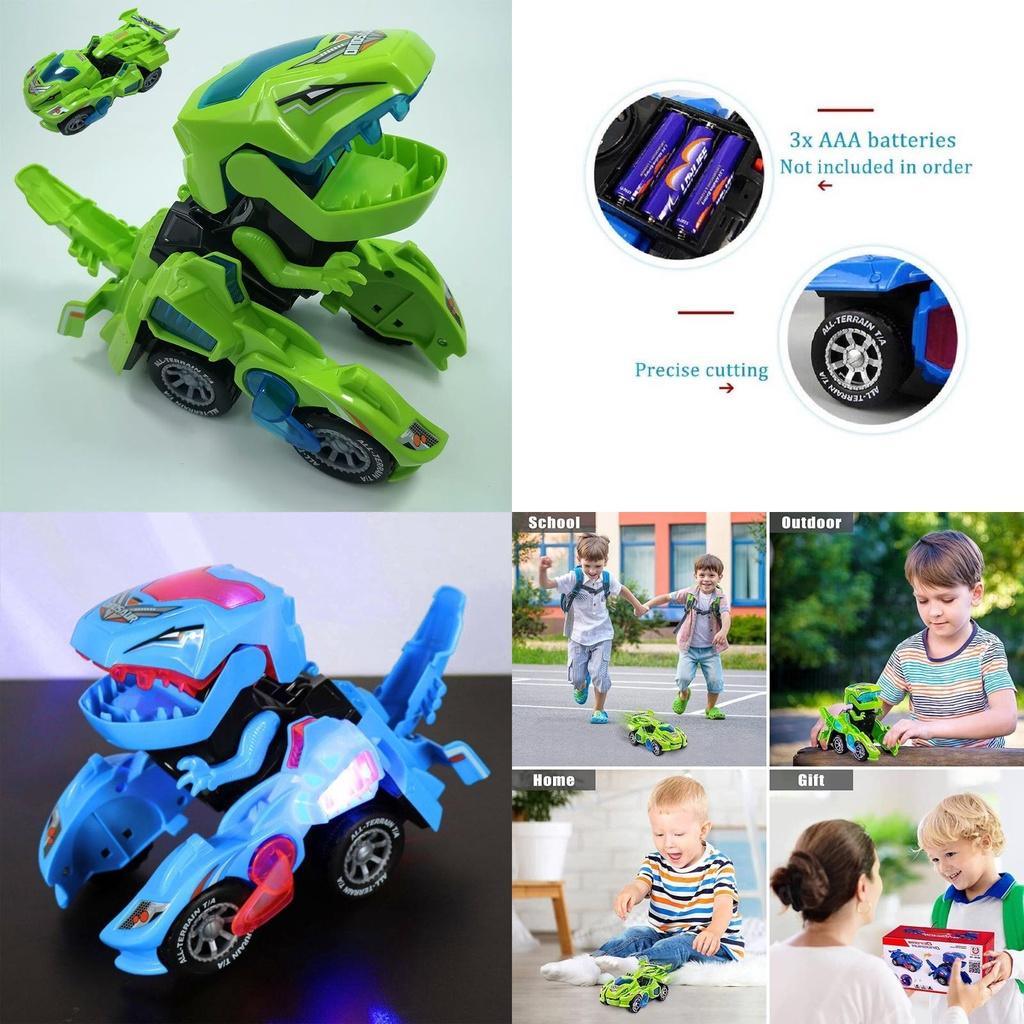 Elektrisches Dinosaurier-Transformationsauto mit LED-Lichtern und Soundeffekten