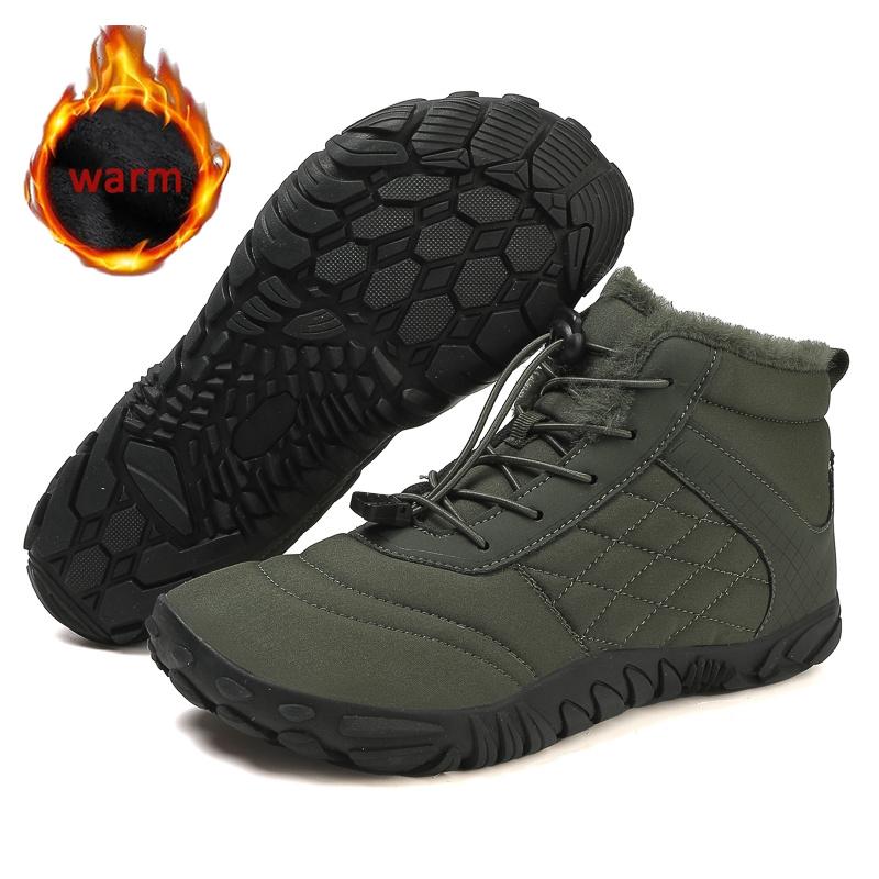 Winter Snow Boots Men Fur Big Size 47 Waterproof Ankle Boots Plush BareFoot Hiking Shoes Outdoor Work Shoes Ladies Snow Boots