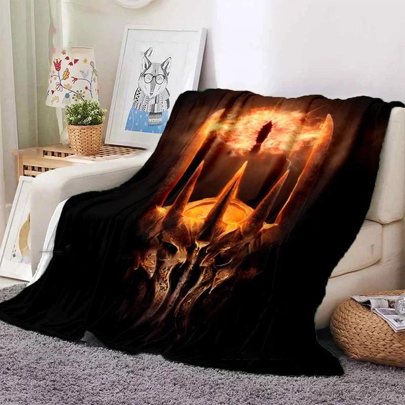 Classic Movie Elements Decorative Flannel Thin Blanket Horror Eye of Sauron Pattern Blanket Portable Home Travel Office Blanket