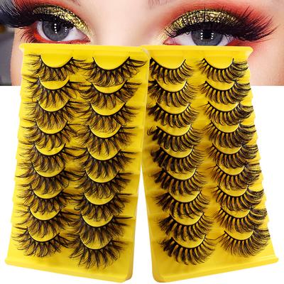 Nouveaux produits européens et américains 9 paires de faux cils en poils de vison Simulation naturelle cils épais frisés
