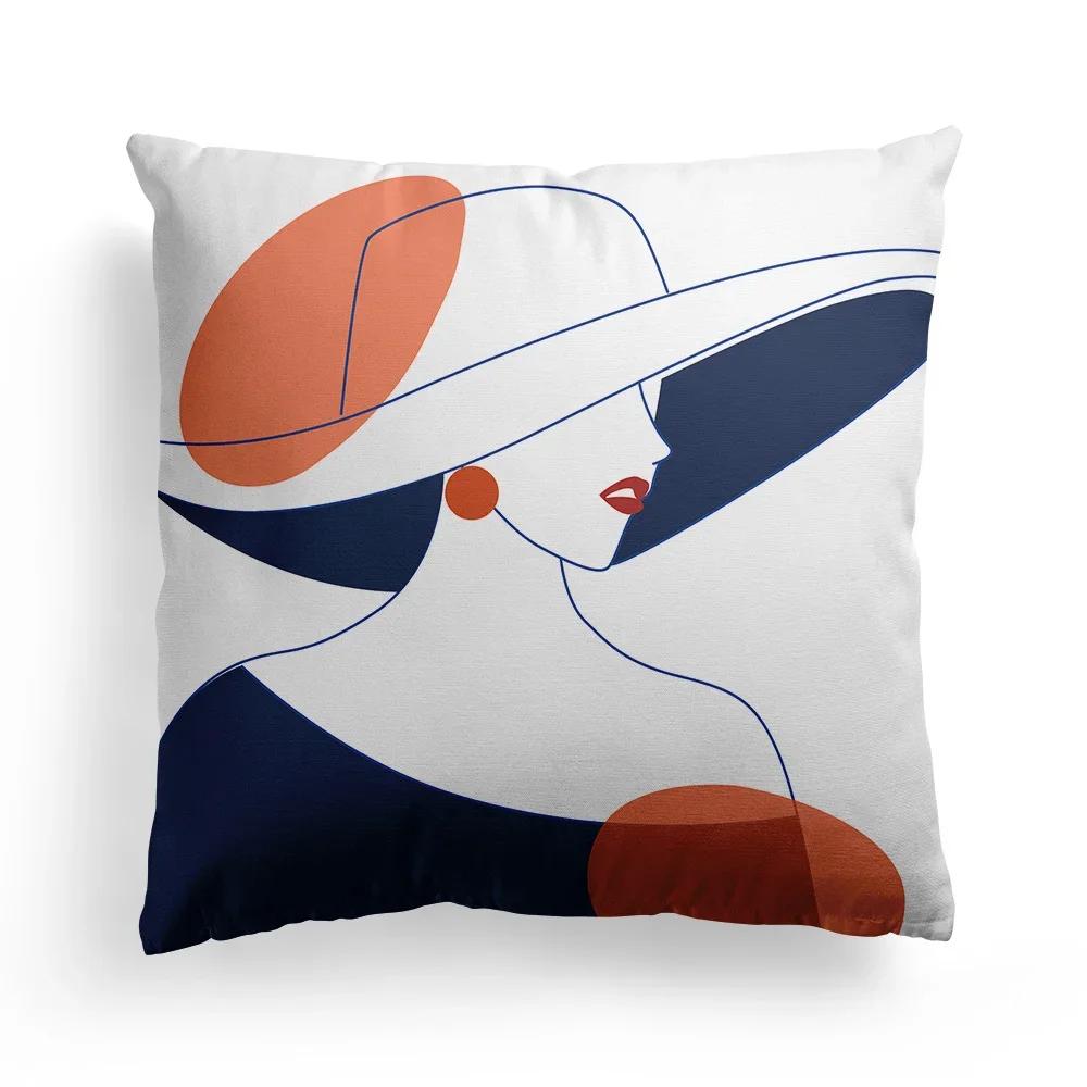 Nordic Abstract Art Print Pattern Cushion Cover Home Living Room Sofa Decoration Square Polyester Pillow x