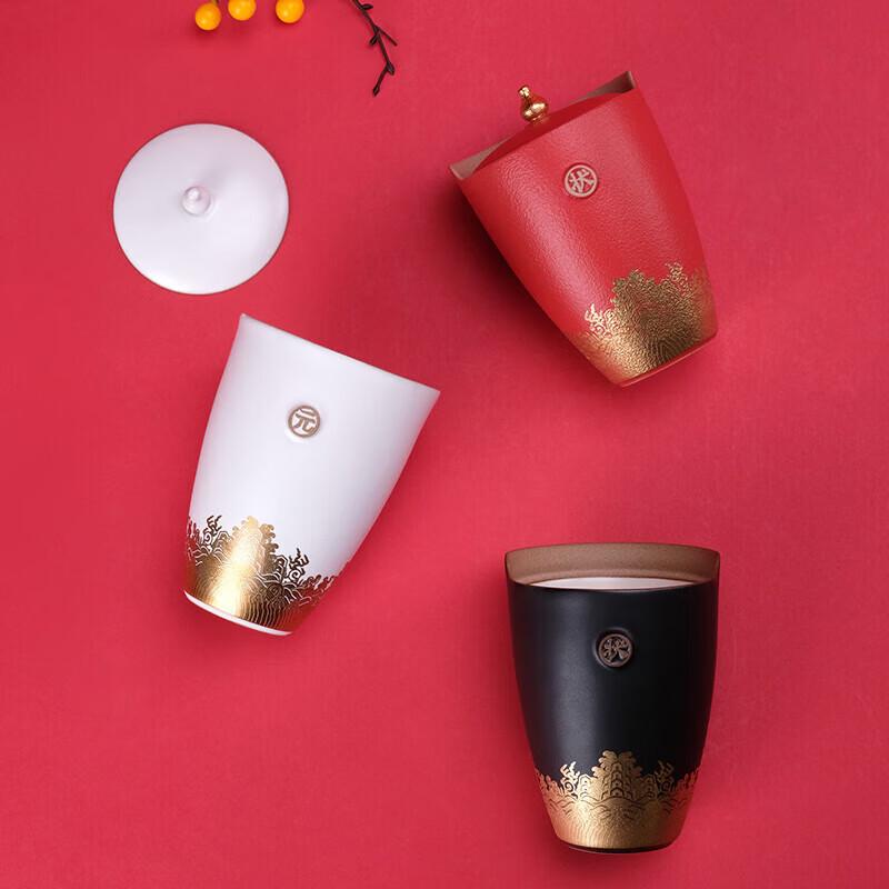 Wanqiantang Ceramic Scholar Tea Cup with Vermilion Glaze
