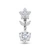 Hypoallergenic Navel Ring Shiny Cubic Zirconia Flower Design Durable Stainless Steel Belly Button Piercing for Women Gifts