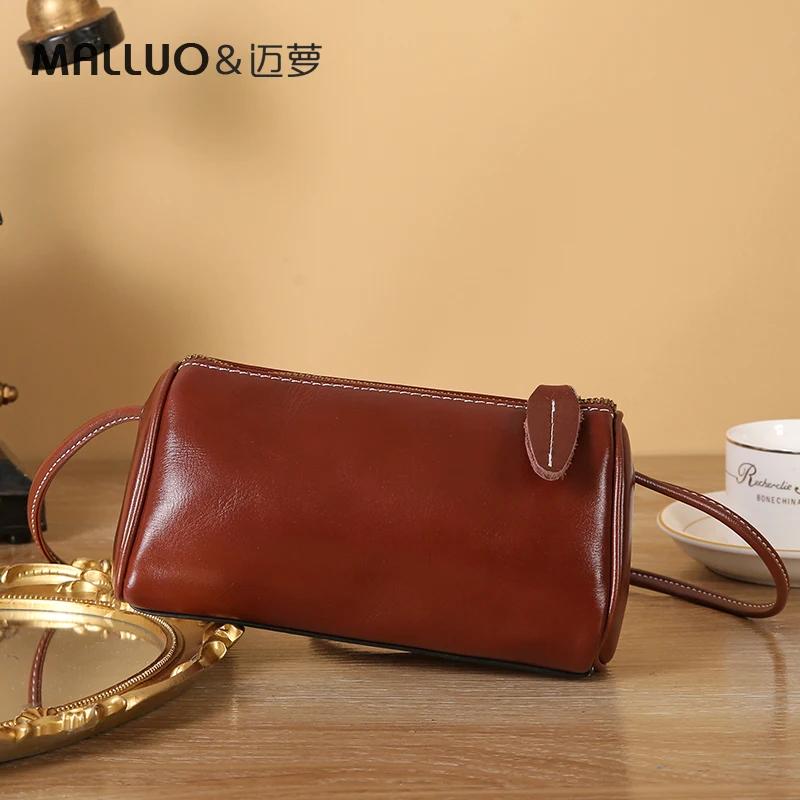 Damen Rindsleder Echtes Leder Beliebte Zylinder Taschen Damen Retro Trendige Umhängetasche Damen Designer Schulter Handtasche Damen