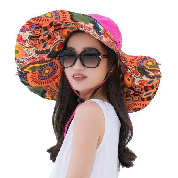 Seaside vacation sun hat women's big edge hat sun protection beach hat big eaves hat foldable beach sun hat tide