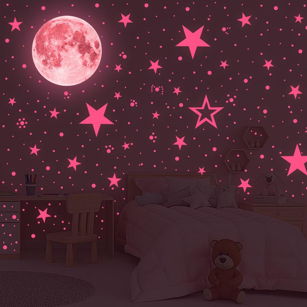 Luminous Moon Stars Wall Stickers for Kids room Bedroom Decor Glow in the dark Earth Wall Decals Noctilucent Stickers Home Decor