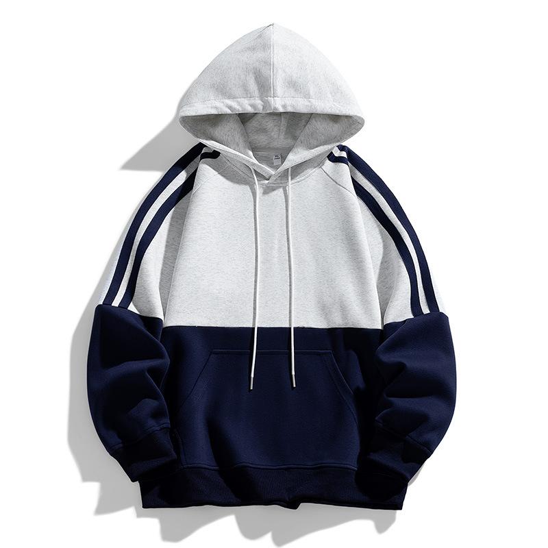 Hooded Sweatshirt Men's Autumn Trendy Loose Large Size Contrast Striped Shirt Long-sleeved Bottoming Shirt Tops Men's Couple Wear