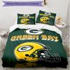 3pcs Duvet Cover Set (1*Duvet Cover + 2*Pillowcase, Without Core), Green Bay Packers Print Soft All‑Season Bedding Set, Home Bedroom Decor Gift