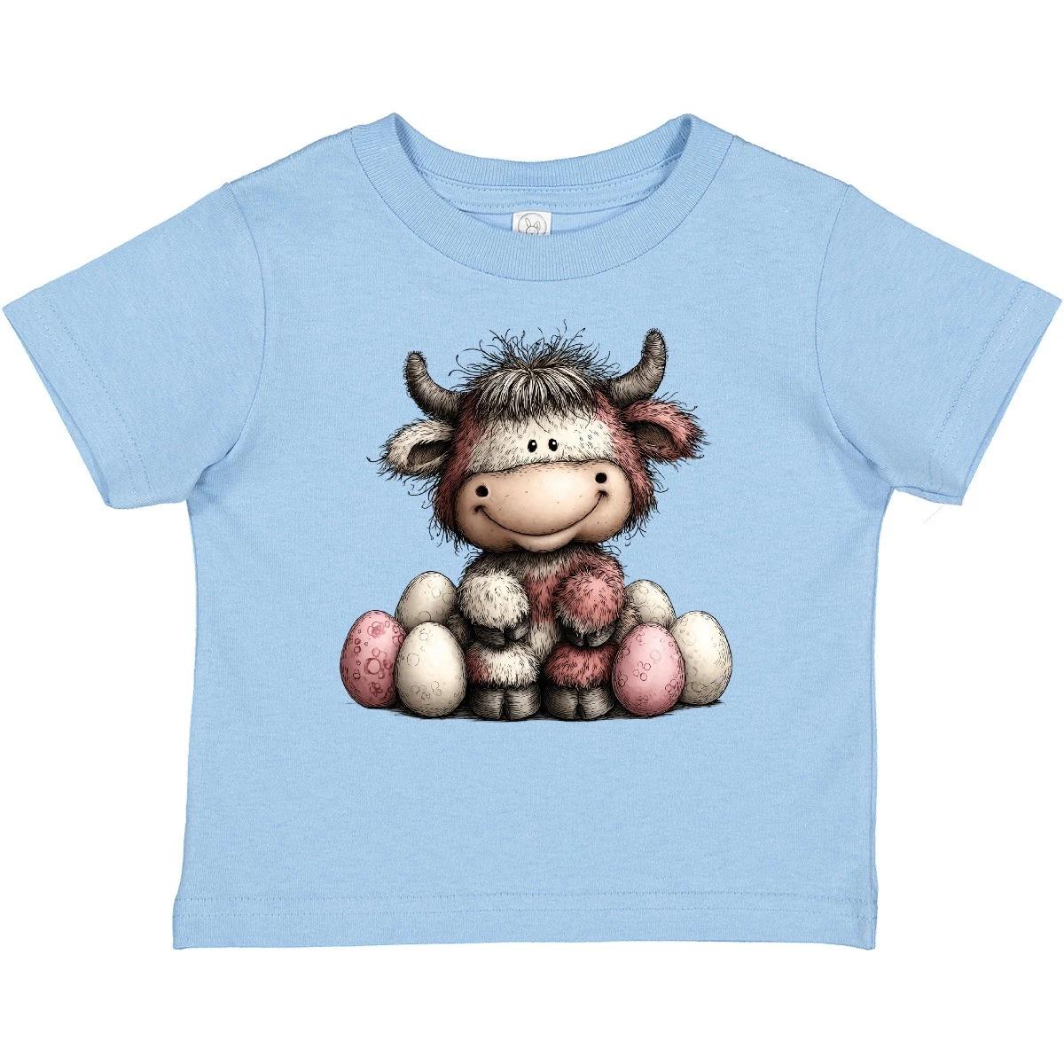 Inktastic Easter Highland Cow Baby T-Shirt Shirt Farmhouse Spring Graphic Tee 160