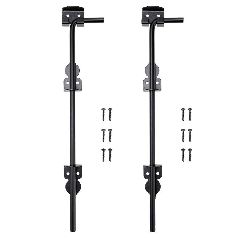 2 Pack Practical 12Inch Portable Sturdy Cane Bolts for Double Door Stability and Security in Wood PVC Vinyls Metal Gate
