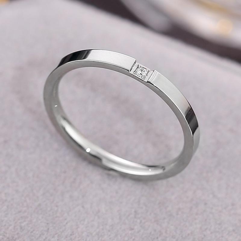Minimalist Titanium Steel Ring Diamond Cut Stainless Steel Couple Ring Fashion Jewelry