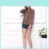 Meravigliosa Nuova Camicetta da Donna in Chiffon con Stampa Leopardo, Manica Lunga, Vestibilità Slim, Casual, per uno Stile Elegante