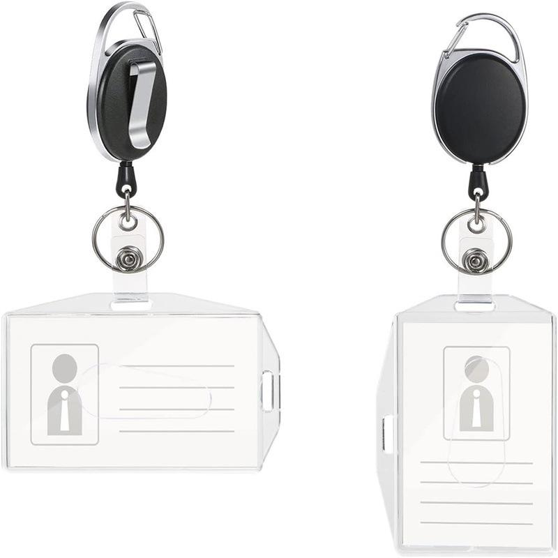 Zinc Alloy Retractable Keychain ID Credit Card Sleeve Horizontal and Vertical Dual-purpose Card Holder Work Permit Card Covers
