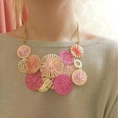 Colar Gargantilha de Flores da Moda Feminina Mulheres Cor Multicolorido Boêmio Boho Colar Azul Colorido Grande Joia Presente
