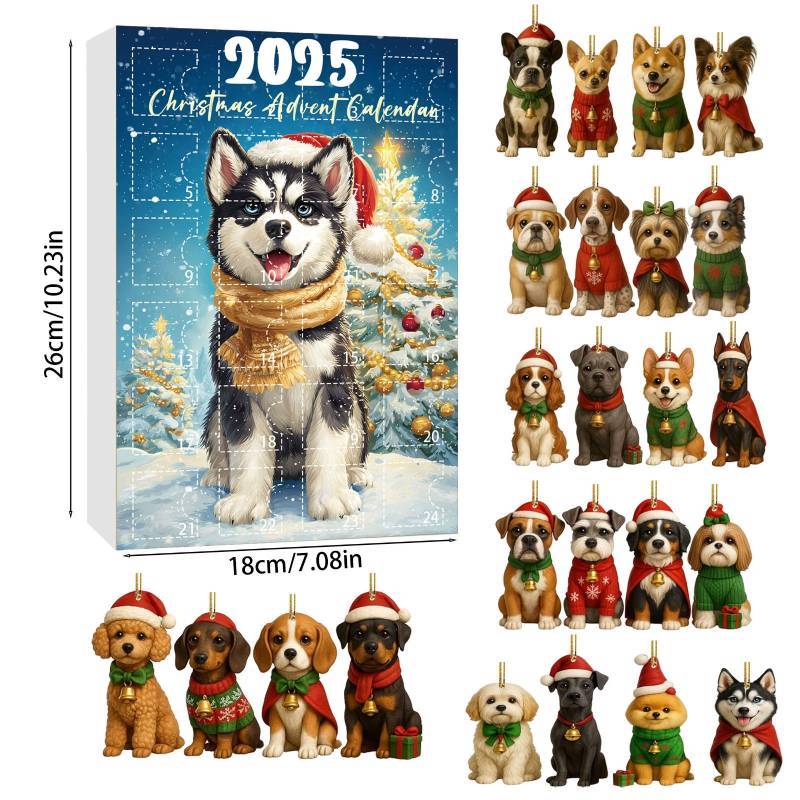 Dog Christmas Cuter Countdown Calendar Blind Box Tree Acrylic Gifts Pendant