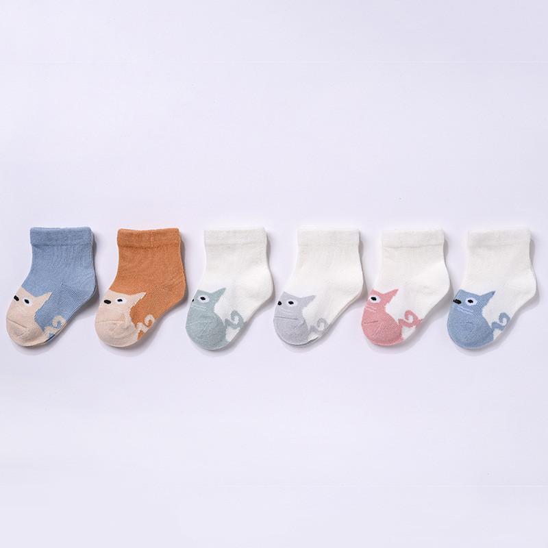 lawadka 6Pairs/set Newborn Baby Boy Socks Cotton Baby Girl Socks Autumn Winter Baby Socks for Girls Cartoon Striped Infant Thing