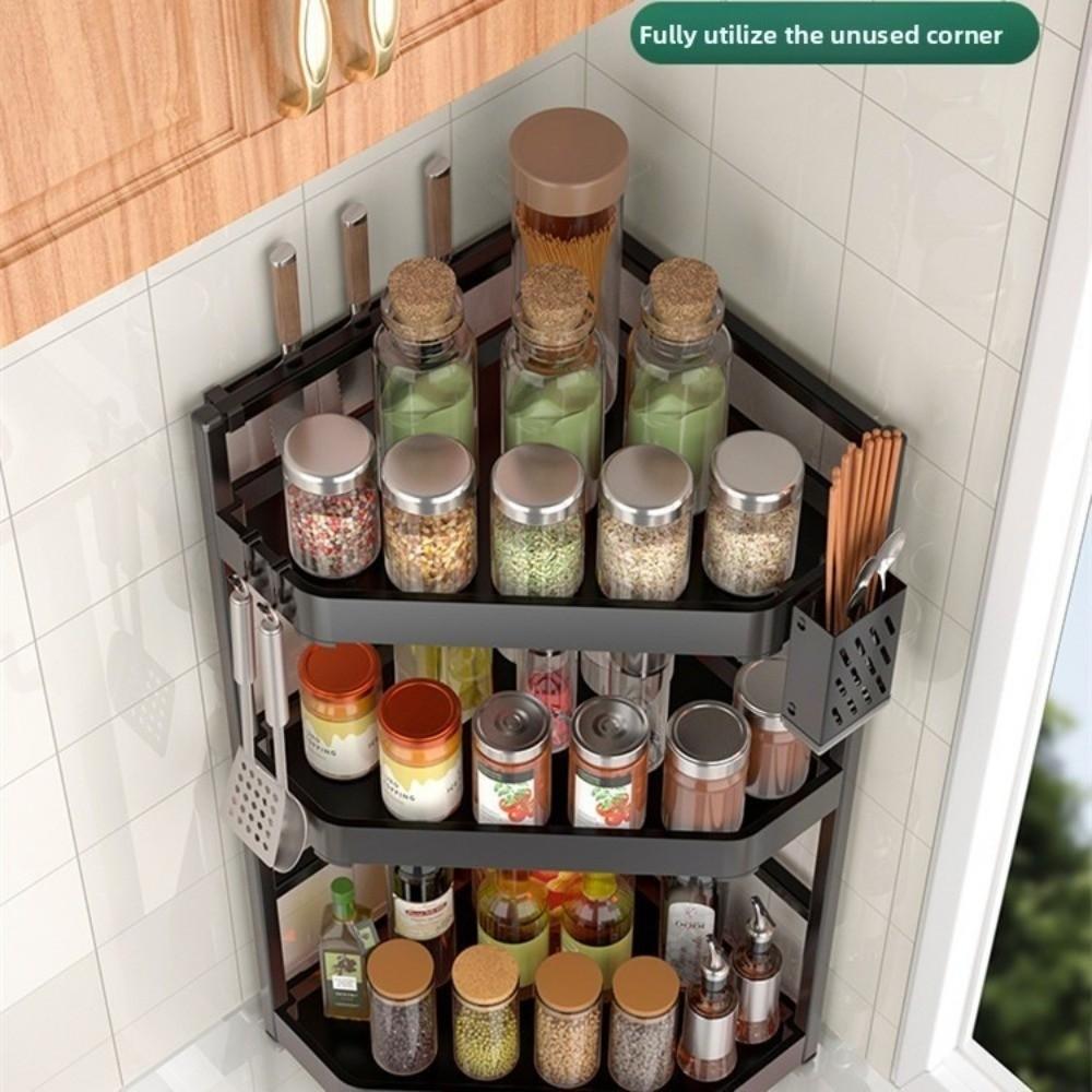 Carbon Steel Seasoning Rack 2/3 Layer Storage Rack Household Condiments Rack Kitchen Organizer