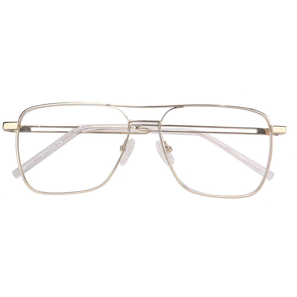 

Металлические очки для мужчин-пилотов с двойной оправой для очков для близорукости с полой оправой для очков золотой