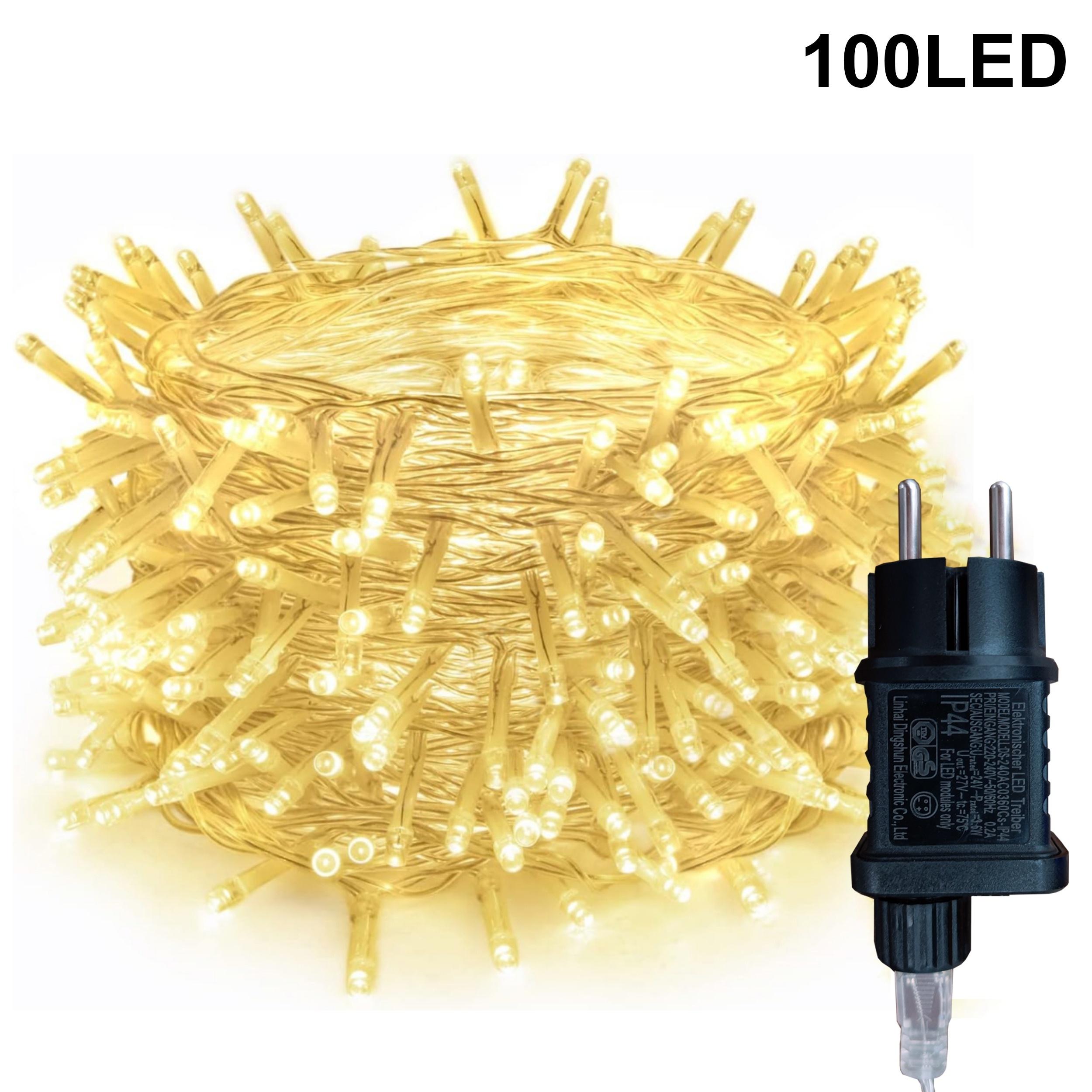 

Рождественские гирлянды на 100/200/300 светодиодов для использования в помещении и на открытом воздухе, 8 режимов освещения со встроенными функциями таймера и памяти, водонепроницаемая гирлянда с разъемом 32Ft/100LED/8Mode теплый белый