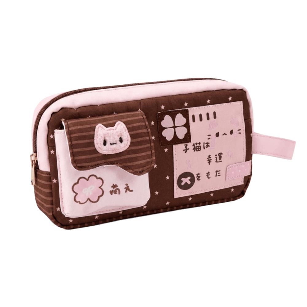 Large Capacity Pen Pouch Four-Leaf Clover Print Stationery Bag Pencil Pouch Stationery Storage