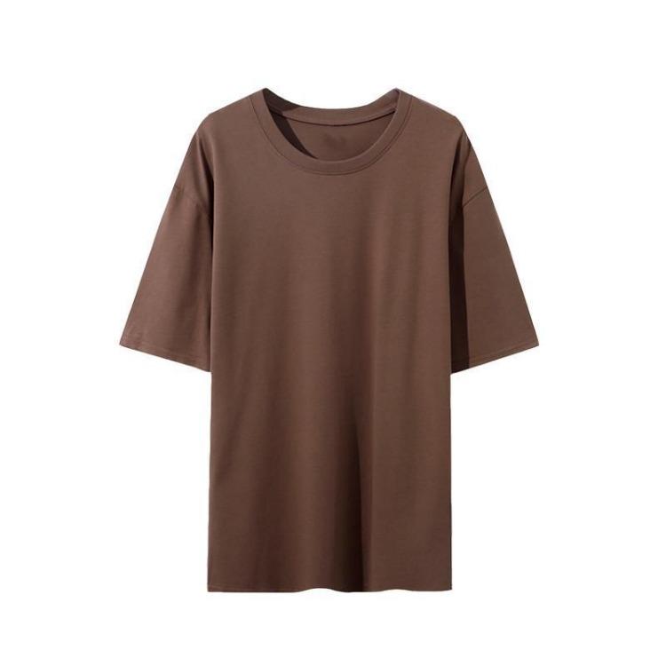 

Loose Solid Color European T-Shirt American Style New S коричневый