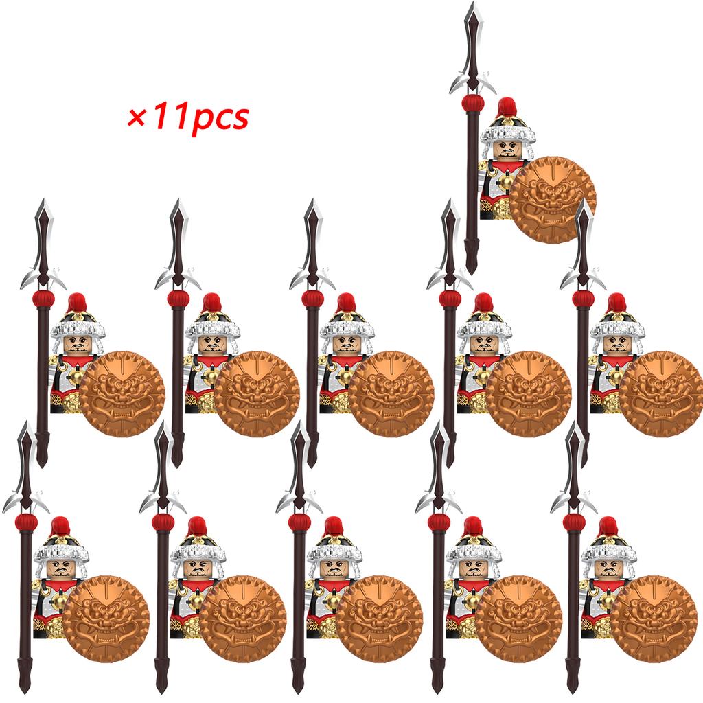 11pcs Ancient Chinese Hero Yue Fei General Military Armor Soldier Action Figures Building Block Sword Helmet DIY Brick Toy