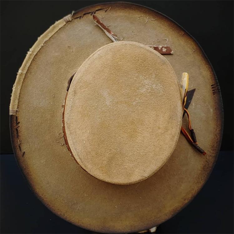 On The New Factory Direct Sheep Felt Hat Retro Solid Color Sheep Felt Hat Webbing Decorated Pure Wool Felt Hat