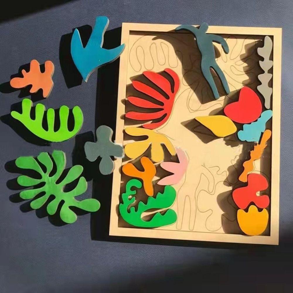 

Early Educational Wooden Leaf Puzzles Cognitive Wooden Montessori Face Puzzles Cute Preschool