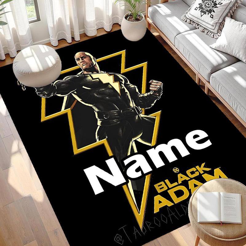 Custom Name Personalized Black Adam Print Carpet, Versatile Home Decor Rug, for Playroom, Apartment, Balcony, Entryway, Hallway Gift