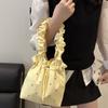 Versatile Nylon Shoulder Bag Sweet Drawstring Handbag Stylish Pleated Tote Bag  Female