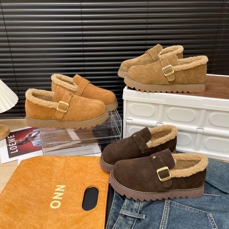 Retro Women's Autumn and Winter New Fashion One-pedal Velvet Cotton Shoes Bread Beanie Shoes Women