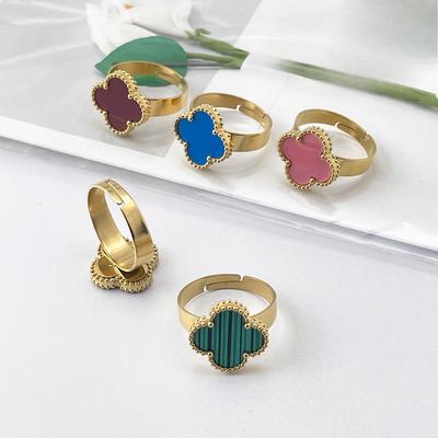 Neuer 15mm Großer Mode Klee Ring Verstellbarer Öffnungsring Schlichter Personalisierter Ring