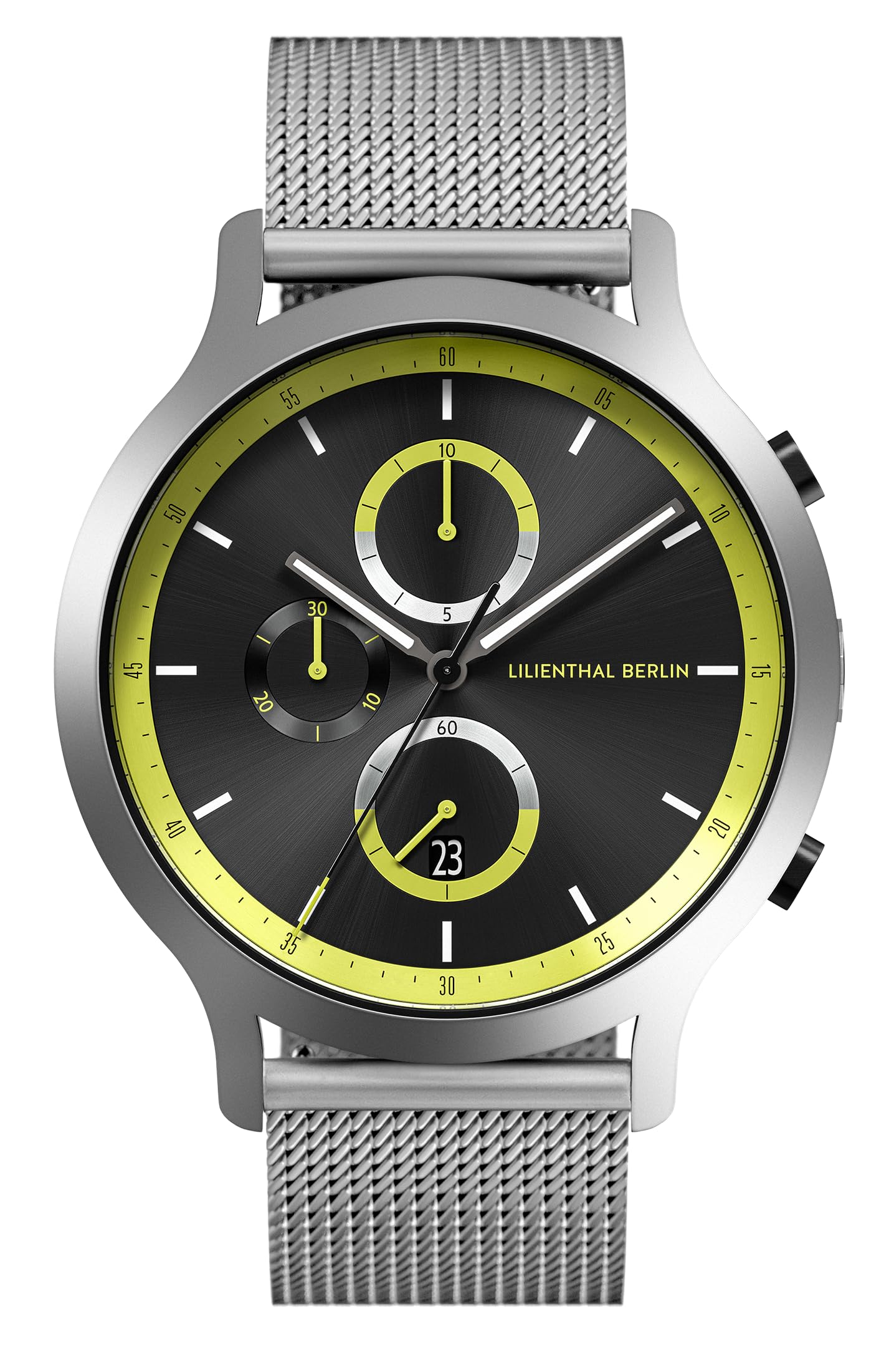 

Lilianthal Berlin Chronograph Watch with Date Made in Men s Display, Germany, Silver, C01-114-B023A чорний