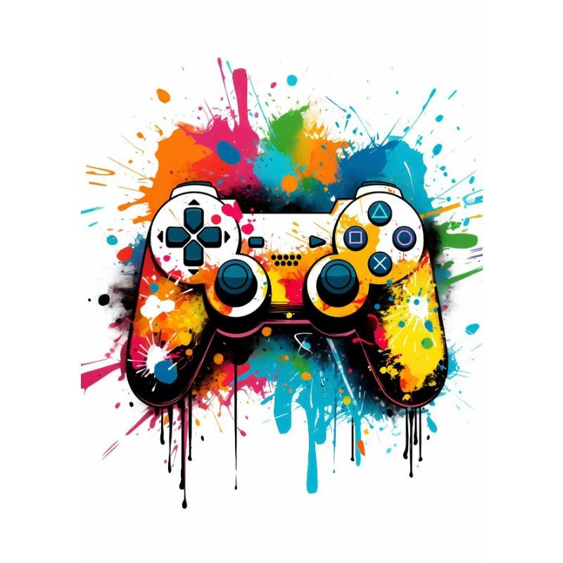 Colorful Game Controller Headphones Canvas Painting Graffiti Gaming Poster Print Picture for Gamer Bedroom Wall Art Home Decor