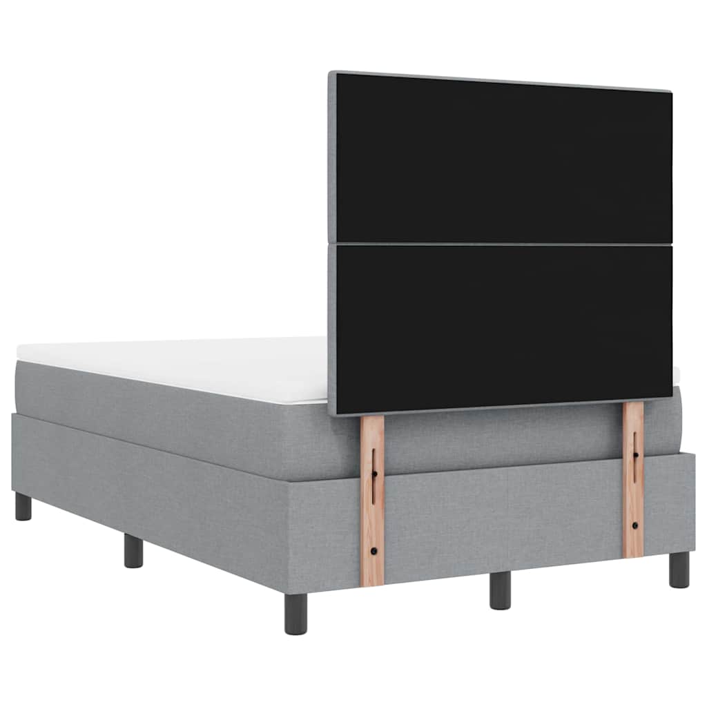 Box Spring Bed with Headboard Light Grey 120 x 200 cm Fabric