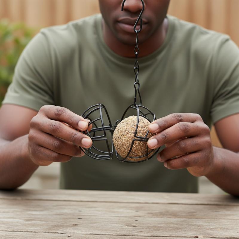 New Metal Suet Ball Bird Feeder With Hanging Chain Squirrel Proof Outdoor Garden Bird Hummingbird Feeder Ball Shape Grass Feeder